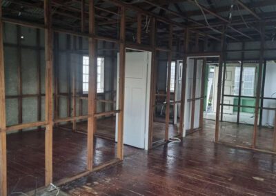 Clean demolition site prepared for rebuilding